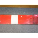 Railwayana - an original red and white enamel signal arm,