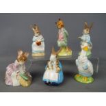 Six Royal Albert Beatrix Potter figurines to include Mr Drake Puddle-Duck, Foxy Whiskered Gentleman,