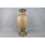 A large Doulton Lambeth Silicon Ware vase of baluster form, incised floral decoration,