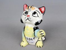 Lorna Bailey Pottery - a figurine depicting a Cat with a Bee on his head,, signed to the base,