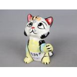 Lorna Bailey Pottery - a figurine depicting a Cat with a Bee on his head,, signed to the base,