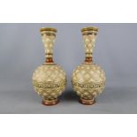 Villeroy & Boch Mettlach - a pair of early 20th century large globular stoneware vases with long