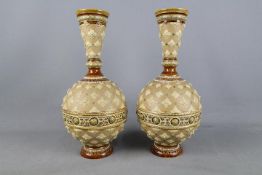 Villeroy & Boch Mettlach - a pair of early 20th century large globular stoneware vases with long