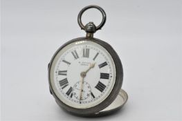 A George v silver cased pocket watch, white dial and movement signed H Stone, Leeds,