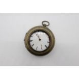 A white metal pair cased pocket watch,