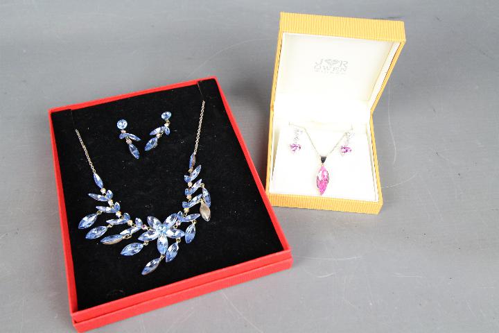 925 silver - a silver earring and necklace set in J R Owen presentation box,