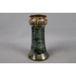 An Art Nouveau Royal Doulton stoneware vase of waisted form, impressed marks to the base,