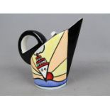 Lorna Bailey Pottery - an unusual teapot hand painted in the 'Cruise' pattern, signed to the base,