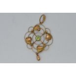 9 ct Gold - a 9ct gold pendant, stone set, stamped 9ct,