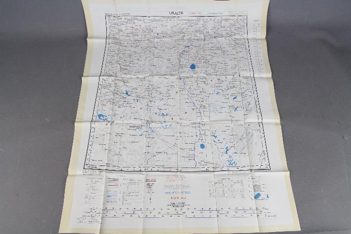 Cold War Fabric Escape Map Russia, 1957- Double- sided, Uralsk and Chkalov,