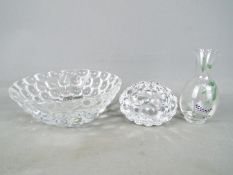 Orrefors - A glass 'Raspberry' bowl approximately 8 cm (h) and 19 cm (d),