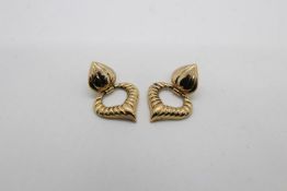 9ct gold - a pair of 9ct gold earrings, stamped 9K italy, approx weight 3.
