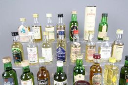 Twenty five whisky miniatures, predominantly Scotch to include Glenlivet, Suntory, Balvenie,