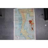 Rare WW2 RAF Silk Escape Map of India- Double sided, Sheet C- Burma, Siam and French Indo China,