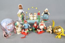 A collection of Christmas and Easter decorations to include Georg Jensen, Erzgebirge,