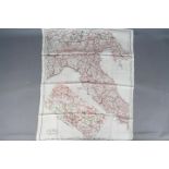 WW2 Silk Escape Map of Italy-Double-sided, undated. Folded. Good condition. 62 cm by 50 cm.