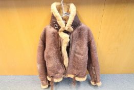 A World War 2 (WWII) British leather and sheepskin flying jacket,