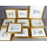A collection of framed prints, after Geoffrey Cowton, landscape scenes, varying image sizes.