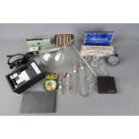 A mixed lot of collectables to include vintage chemistry and medical equipment, stine chess set,