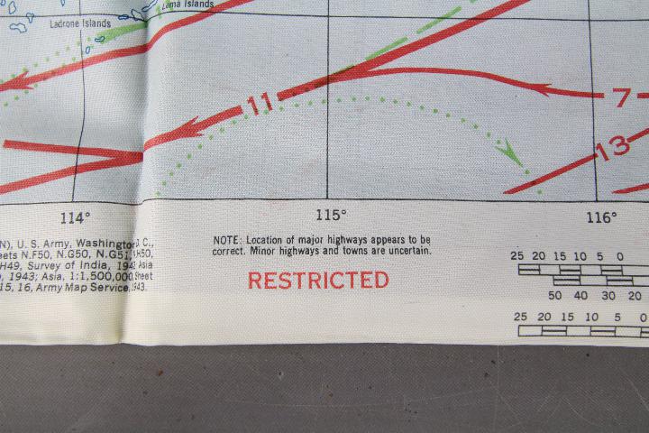 WW2 Silk Survival Chart, 1944 -US "AFF CLOTH MAP - Asiatic Series", double-sided, South East China, - Image 4 of 4