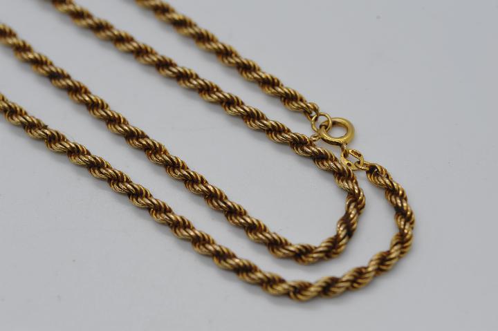 9ct Gold - a 9ct gold rope chain, stamped 375, approximate weight 9. - Image 2 of 3