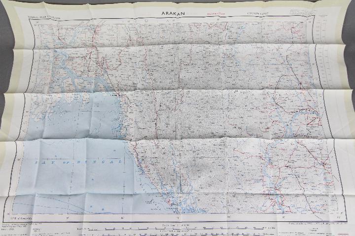 Cold War Fabric Survival Map of Arakan and Irrawaddy, 1957- Double-sided, - Image 2 of 4