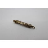 A telescopic propelling pencil, stamped 9ct, chased decoration, makers mark E.B, approximately 14.