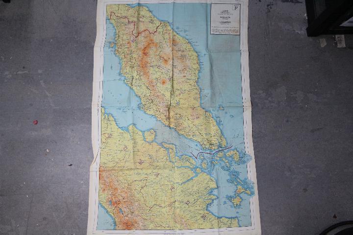 WW2 Silk Escape Map of Siam (Thailand), Malaya and Sumatra- Marked Sheet No. 44 E and F. - Image 2 of 2