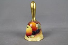 Coalport - a ceramic hand bell, hand painted and signed by Malcolm Harnett, approx 13.