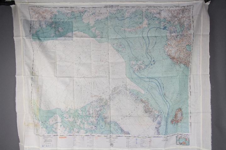 Cold War Silk Survival Chart, 1951- "USAF CLOTH CHART" double-sided,