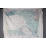 Cold War Silk Survival Chart, 1951- "USAF CLOTH CHART" double-sided,