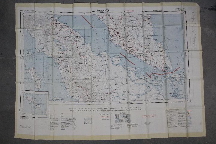 Cold War Fabric Escape Map of Penang and Singapore 1957- Produced by the War Office, Edition I-GSGS.