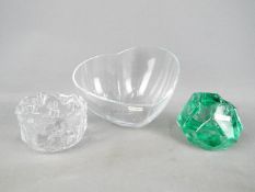 Kosta Boda - Three pieces of glassware by Kosta Boda comprising a heart shaped,
