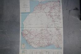 WW2 US Army Map Service Road Map of West Africa, 1942- Printed on cotton. Folded, good condition.