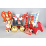 A collection of Christmas decorations to include Expertic Erzgebirge candle Angel, Rotor Sweden,