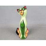 Lorna Bailey Pottery - a Cat decorated in green stripes, 19 cm (high),