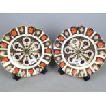 Royal Crown Derby - a pair of Royal Crown Derby cabinet plates decorated in the Imari palette,