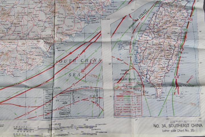 WW2 Silk Survival Chart, 1944 -US "AFF CLOTH MAP - Asiatic Series", double-sided, South East China, - Image 3 of 4