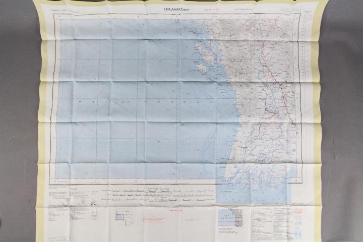 Cold War Fabric Survival Map of Arakan and Irrawaddy, 1957- Double-sided, - Image 4 of 4