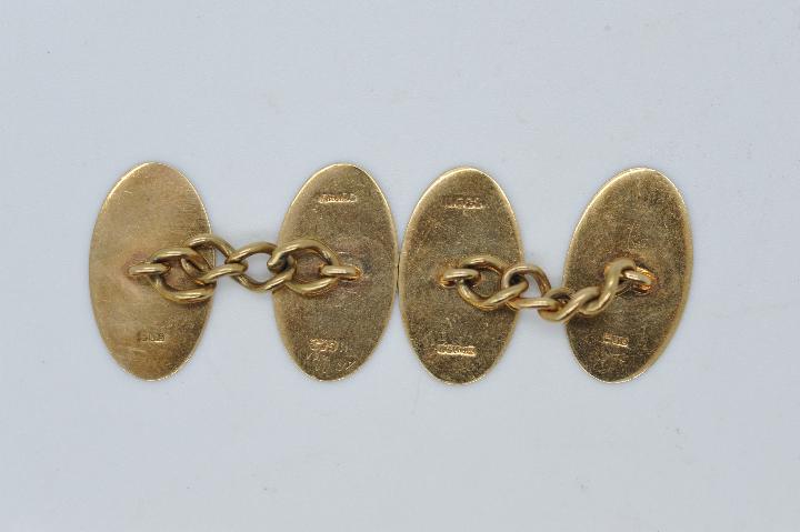 A pair of gentleman's 9ct gold cufflinks, - Image 2 of 4