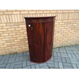 Georgian mahogany bow fronted wall hanging Corner Cupboard with 2 doors,