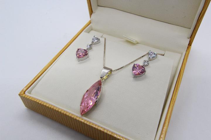 925 silver - a silver earring and necklace set in J R Owen presentation box, - Image 2 of 3