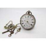 A gentleman's Victorian hallmarked silver cased, key wind pocket watch, Chester assay 1899,