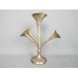 An Art Nouveau, hallmarked silver, four flute epergne on circular, weighted base,