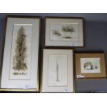 A collection of four limited edition Japanese prints, plant and animal related, varying image sizes.