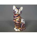 Royal Crown Derby - a paperweight in the style of a seated cat,