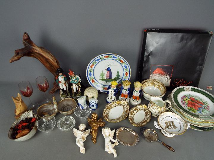 A mixed lot to include ceramics, glassware, plated ware and similar.