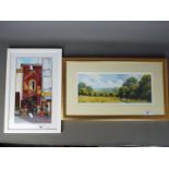 A framed acrylic picture entitled 'The Red Cafe, Provence', signed lower right by the artist K Lowe,