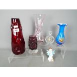 Glassware - a mixed lot of art glass vases to include a Whitefriars vase and similar,