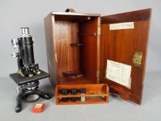 A W Watson & Sons, London 'Service' monocular microscope, contained in case.
